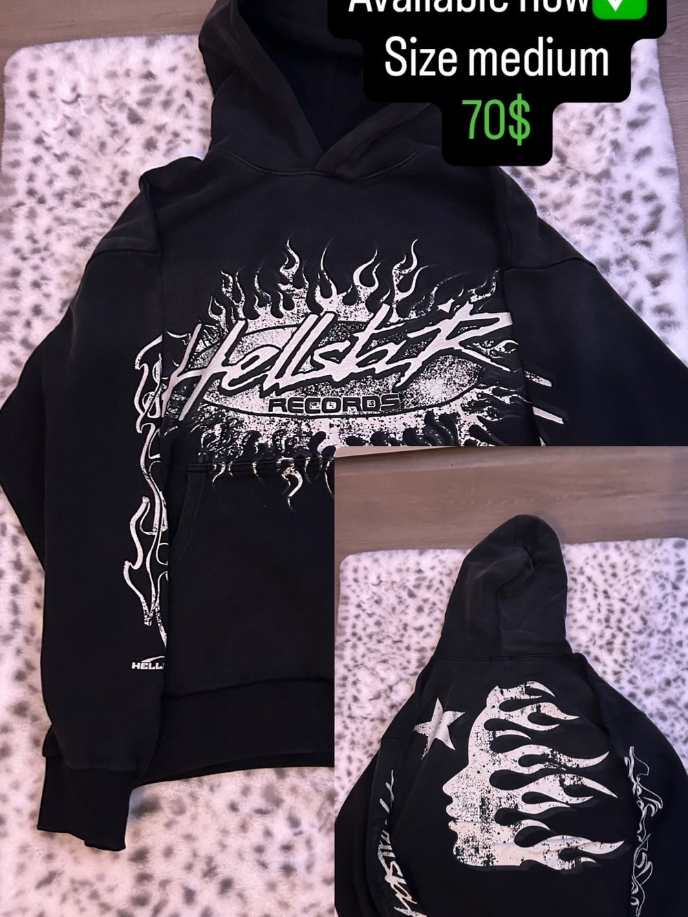 Hellcat Records Black Graphic Crewneck Hoodie - Men